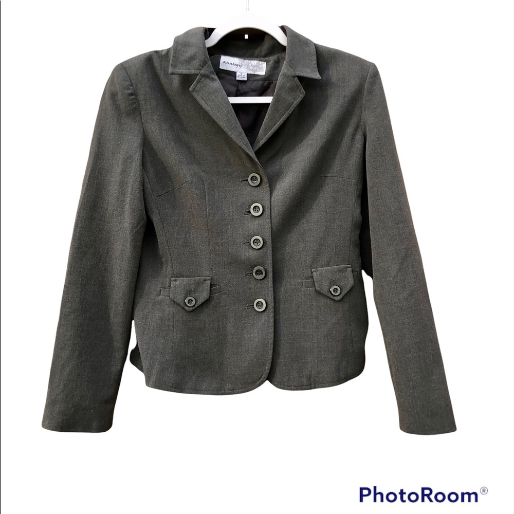 Analogy Blazer Jacket Sz. 6 Gray Button Up